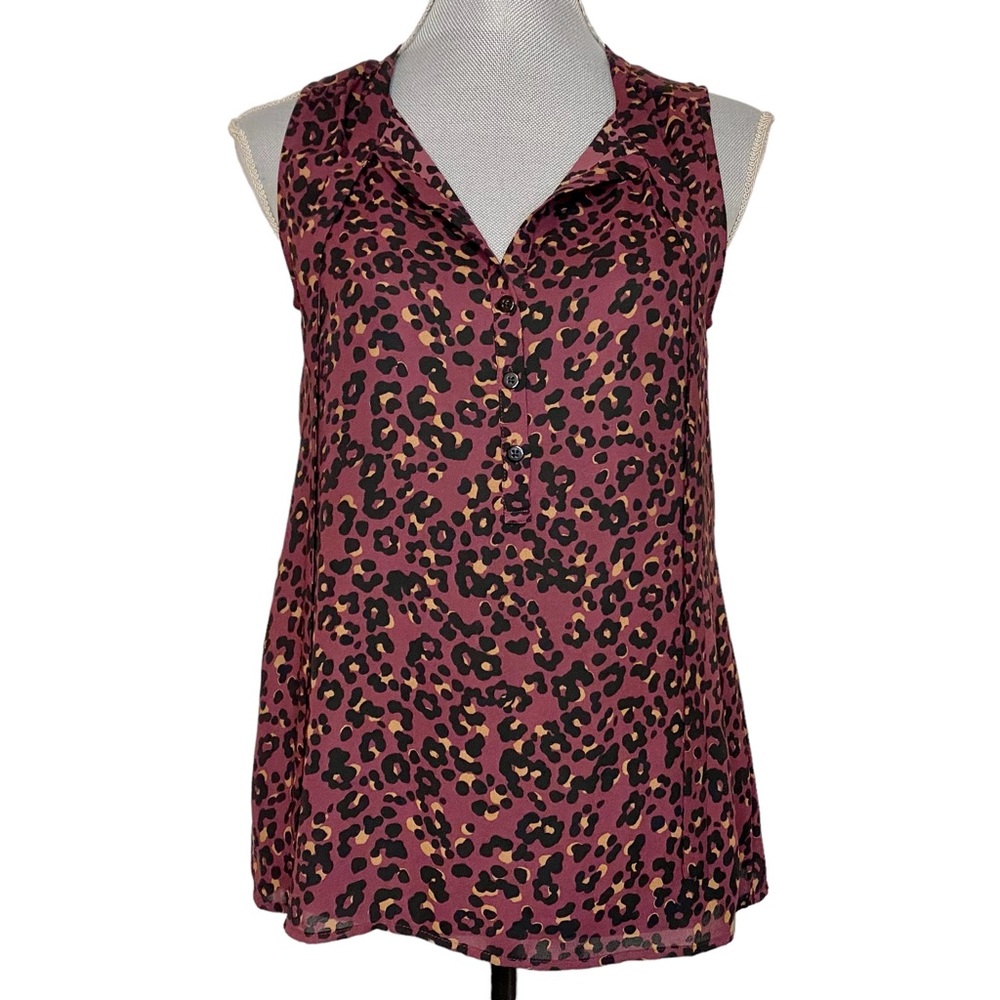 LOFT Leopard Print Neck Bow Blouse
